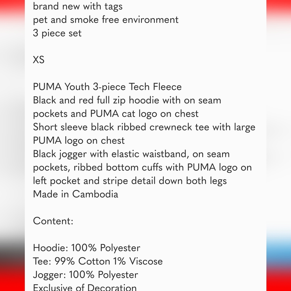 Puma Boys 3-Piece Tech Fleece Hoodie, Tee & Jogger Set nwt - Picture 6 of 7